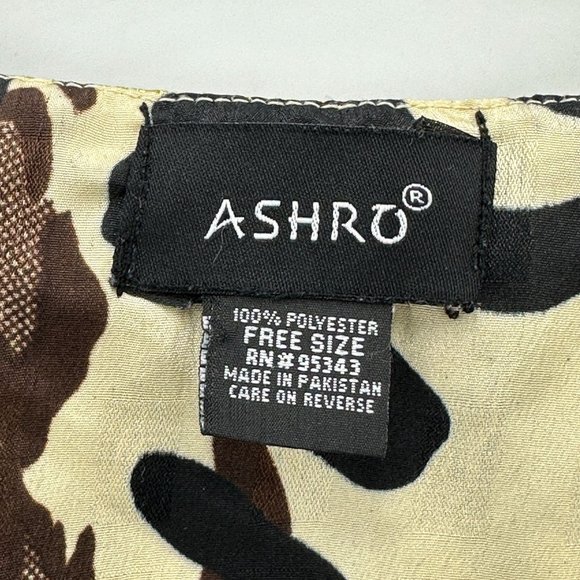 Ashro Woman's Caftan Dress Free Size Satin Pullover Animal Print Beige Black - Picture 5 of 7